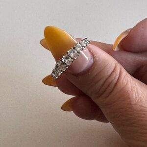 Elegant Silver Band with Clear Stones size 9